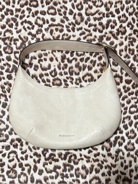 BCBGeneration Cream Leather Crescent Shoulder Bag